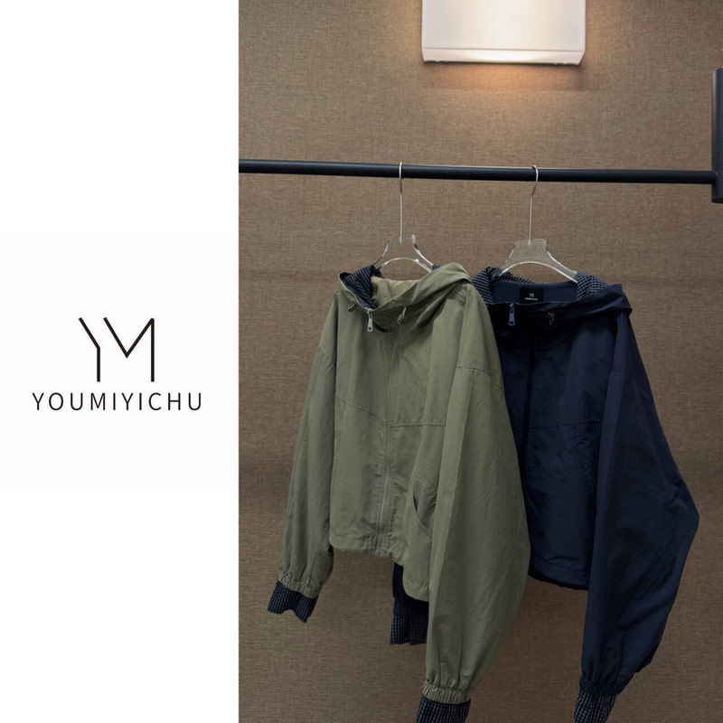 Wilderness "Cotton Brocade Plain Weave" Ultra-Korean Style High-Quality Casual Hooded Color-Blocked Windbreaker Jacket 1674