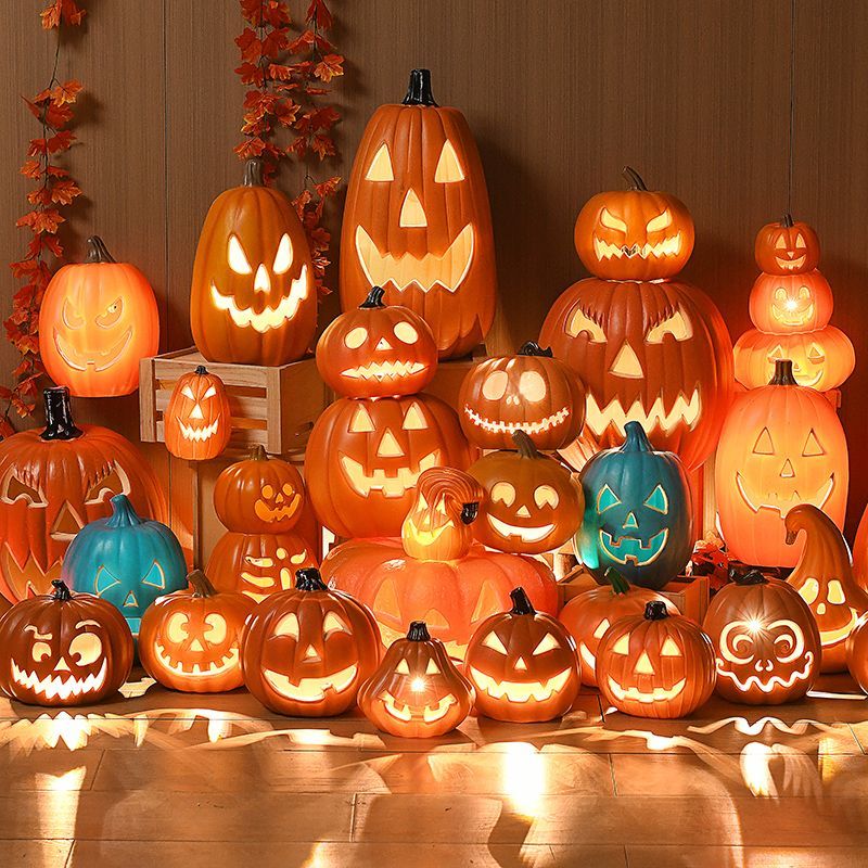 ハロウィン カボチャ ランタン バー お化け屋敷 屋外シーン 装飾 小道具 光る表現 大きなカボチャの飾り