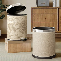 French Mid-Century Style Household Trash Can Living Room Large Capacity with Lid 2025 High-Value Kitchen Accessible Luxury High-End