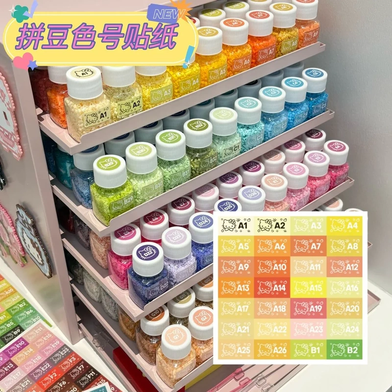 295 Colors Hello Kitty Square Mard Bead Color Number Stickers Cute Fusion Beads Waterproof Laminated