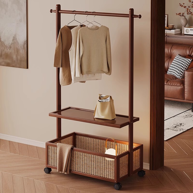 Movable Coat Rack, Floor-Standing Vertical Clothes Rack with Wheels, Storage Rack, Clothes Storage Rack, Durable Storage and Drying Rack
