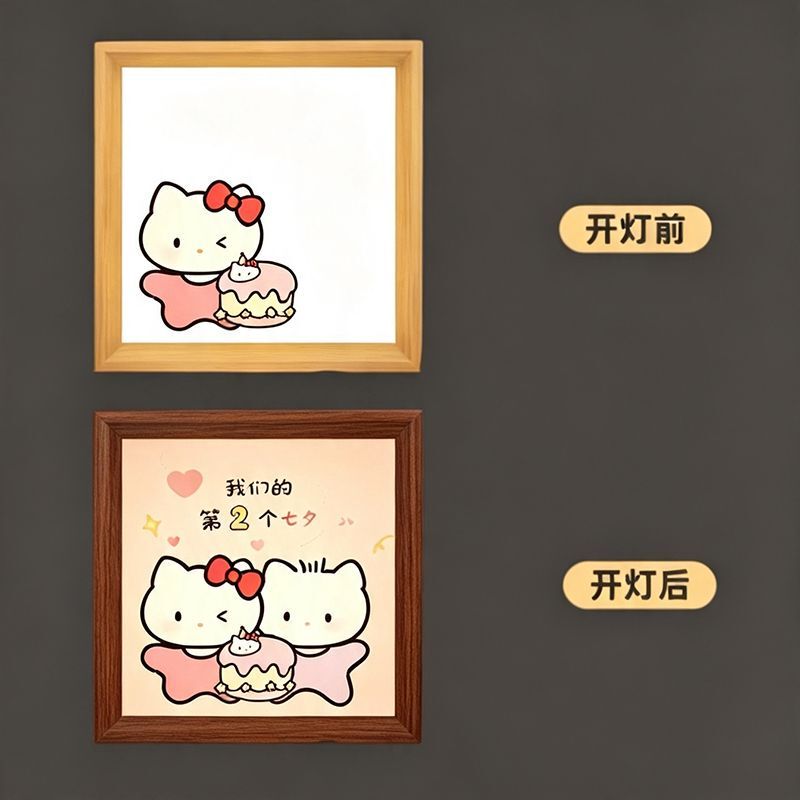 Chinese Valentine's Day Kitty Photo Frame Ornament for Girlfriend or Boyfriend, Holiday Creative Light Painting Night Light for Desktop Chinese Valentine's Day Kitty Photo Frame Ornament for Girlfriend or Boyfriend, Holiday Creative Light Painting Night Light for Desktop