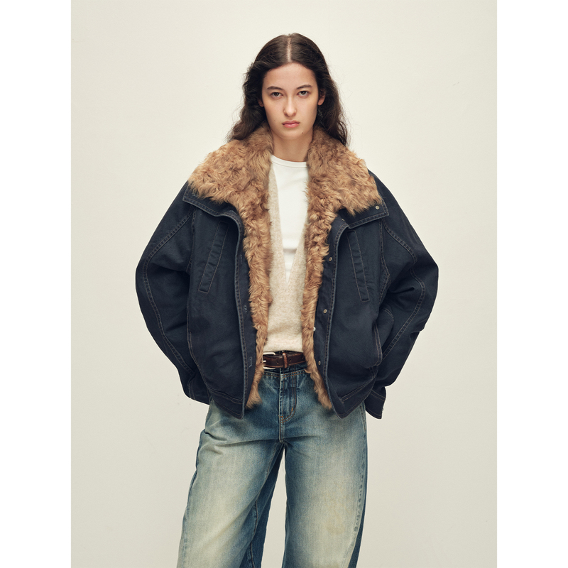 【Chic Parka】Fu Zhi'En Aurora Snowfall Detachable Fur Collar 90% Goose down Fur Parka Jacket