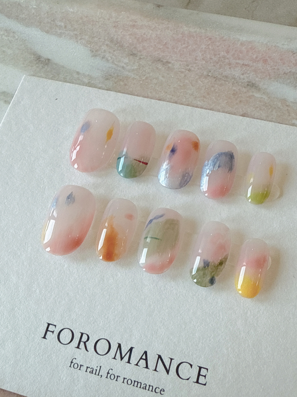 Foromance. New Version [Wind-Blown Flower Message] Pink Gradient, Sweet and Lively, Short Oval, Wearable Nails