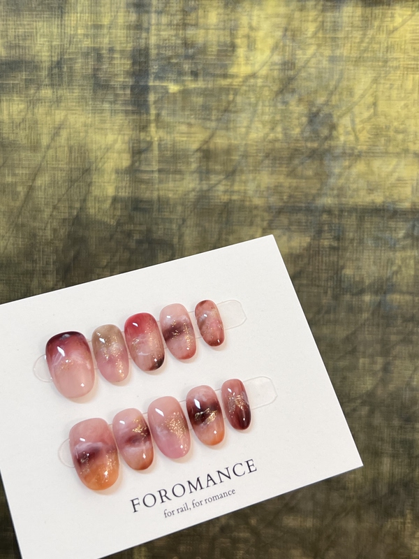 Foromance.【Peach Blossom Amber】Springtime Peach Blossoms in Full Bloom, Amber with a Golden Glow, Starlight, Wearable Nail Polish