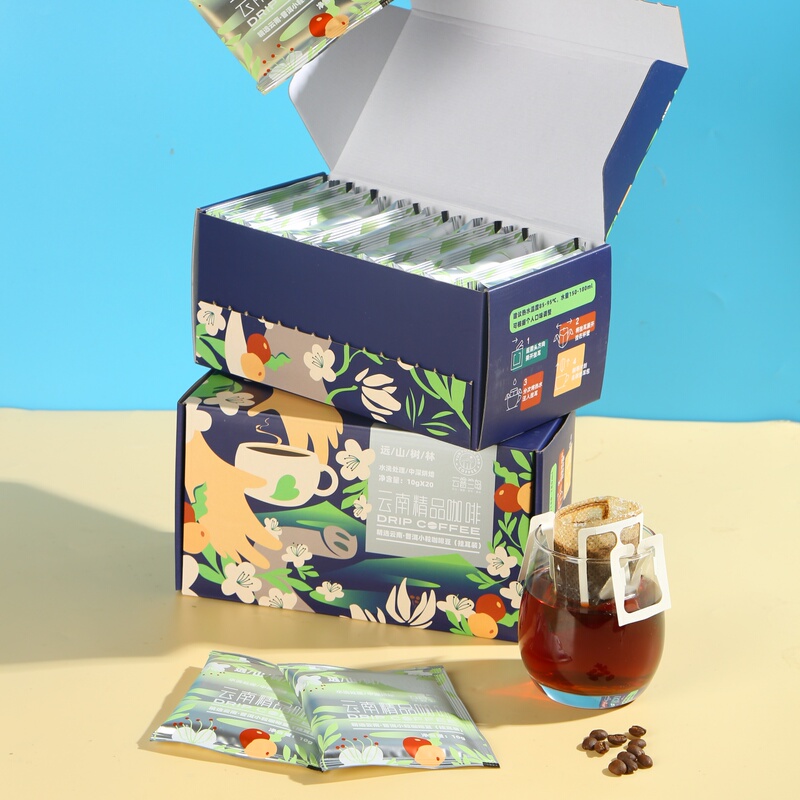 Yunnan Drip Coffee, Mountain Forest Pu'Er Coffee, Sugar-Free Pure Black Coffee Powder, 20 Cups, Yunnan Pu'Er Island