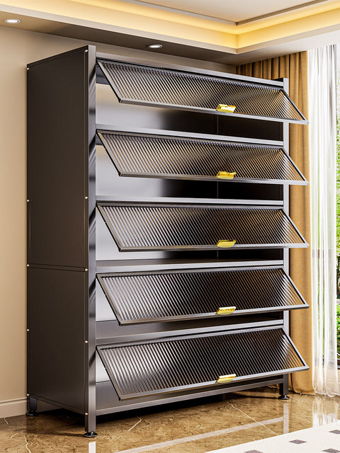 Household storage cabinet Large capacity multi-layer dustproof living room floor storage rack Storage cabinet Bookcase Steel storage cabinet