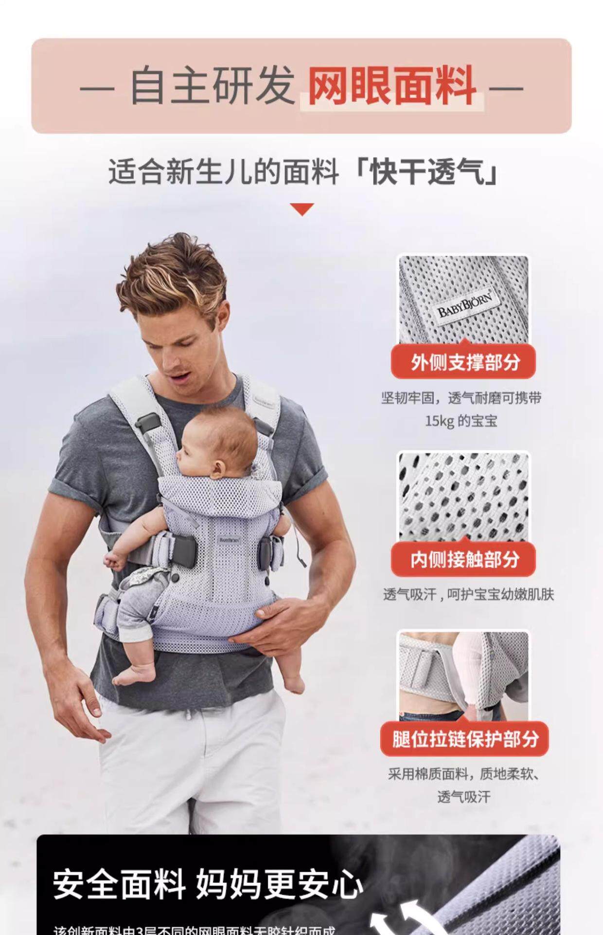 Рюкзак-кенгуру 瑞典babybjorn婴儿背带harmony one系列多功能抱娃解放双手