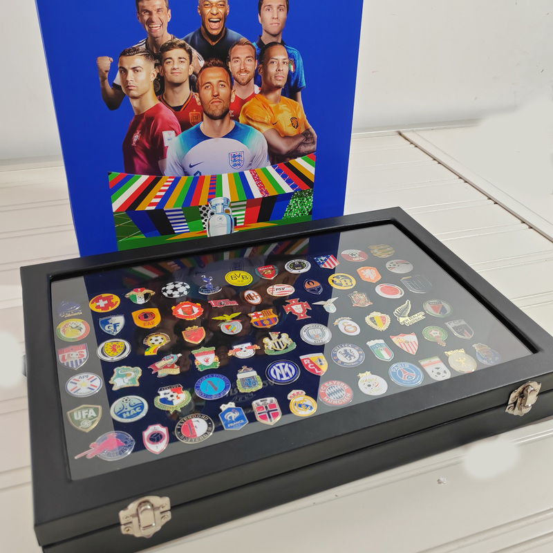 Birthday Gift for a Friend, Champions League and World Cup Themed Football Merchandise, Cristiano Ronaldo and Lionel Messi Metal Badge Gift Box Set