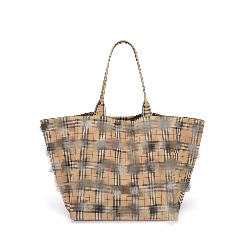 Tao Bai Bao Plaid Bag, Yellow and White Checkered Large-Capacity Shopping Bag, Casual Single-Shoulder Large Tote Handbag, Checkered Special Bag