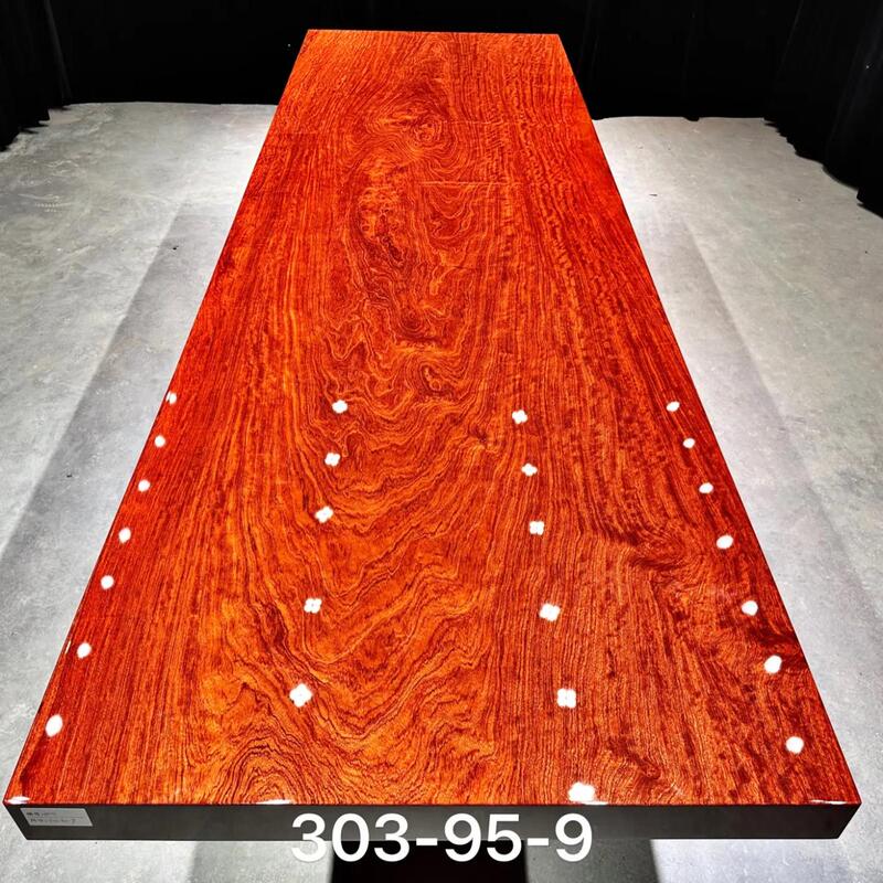 Tea Table Dining Table New Chinese Style 303*95*9 Solid Tea Board with Full Square Water Ripple Pattern Brazilian Rosewood Large Board Table Flat Table
