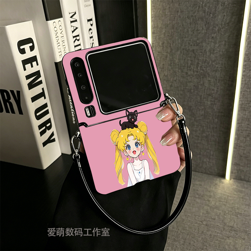 High-Quality Sheepskin Phone Case for Huawei Purax, Suitable for Beautiful Girls, with Double Hinge Full Coverage for P50 Pocket, Samsung Z Flip7, and Honor V Flip, Featuring a Leather Strap and Anti-Drop Protection High-Quality Sheepskin Phone Case for Huawei Purax, Suitable for Beautiful Girls, with Double Hinge Full Coverage for P50 Pocket, Samsung Z Flip7, and Honor V Flip, Featuring a Leather Strap and Anti-Drop Protection