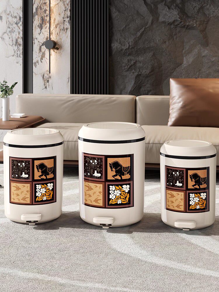 Household Trash Can, Large Capacity, 2025 New Model, High Aesthetic Value, with Lid, Pedal-Operated Trash Bin, Bathroom-Specific Wastebasket