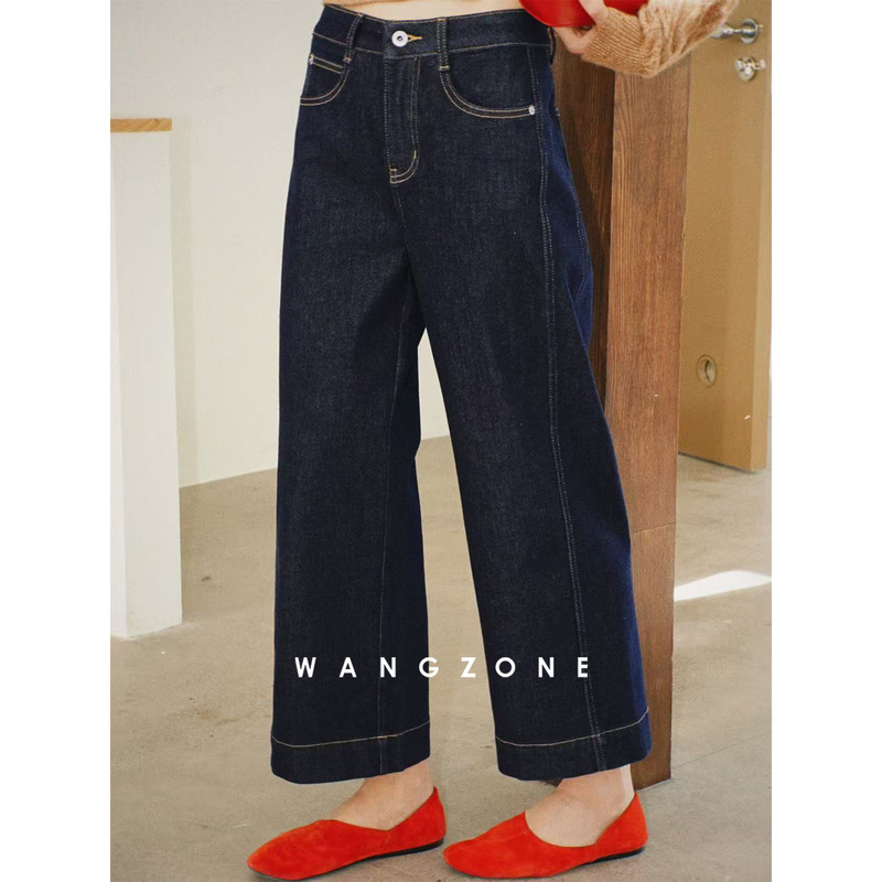 Wang Zone|"Explosive Jeans” Autumn/Winter Edition High-Stretch Denim Tailored Design Cropped Straight-Leg Pants Wang Zone|"Explosive Jeans” Autumn/Winter Edition High-Stretch Denim Tailored Design Cropped Straight-Leg Pants