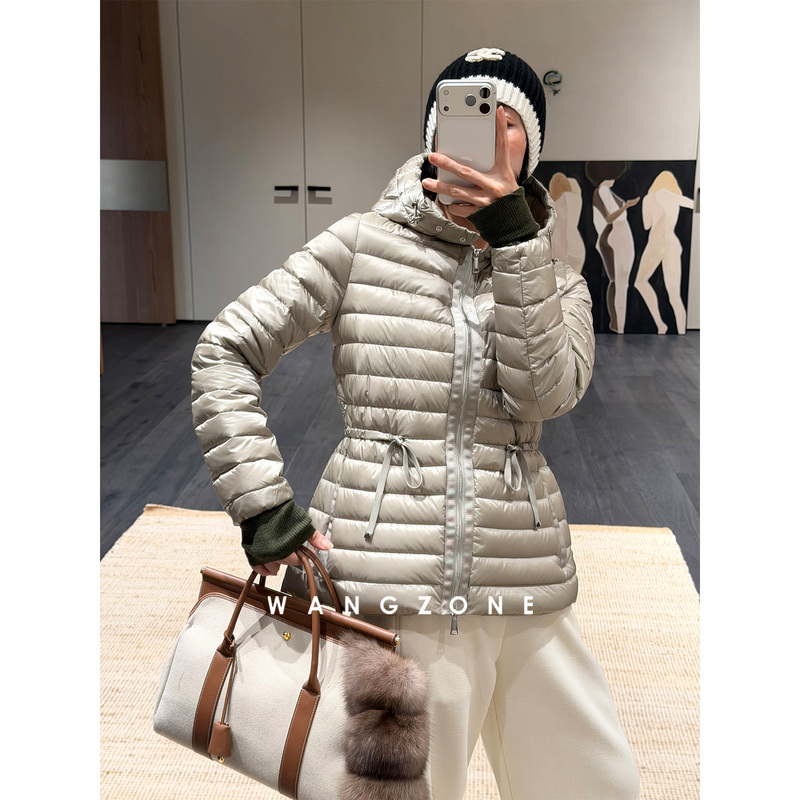 Wang Zone｜Italian 95% White Goose down Toray Triple-Proof Drawstring Waist-Cinching Lightweight Warm Hooded down Jacket