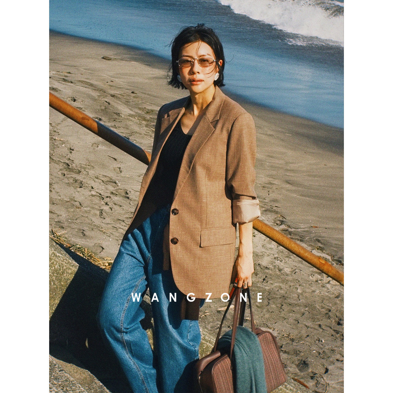 Wang Zone | L*P Classic Haute Couture Series Silk Wool Linen Old Money Aesthetic Single-Breasted Blazer