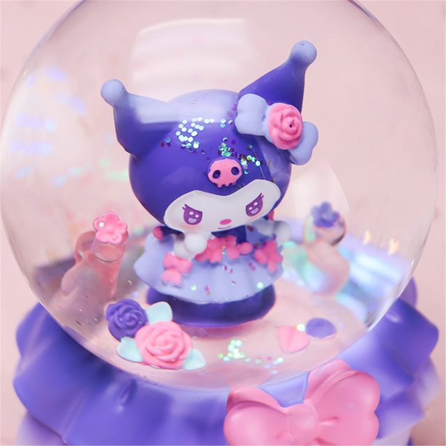 Kuromi Luminous Crystal Ball Rotating Music Box Ornament Music Box Children's Day Gift for Ten-Year-Old Girls