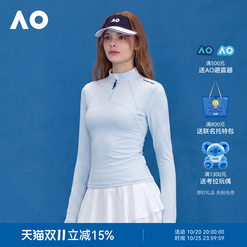 Ao Australian Open Sports Top for Women, Thin Mesh, Beautiful Back, Slim Fit Tennis Sports Jacket, Sweat-Absorbent and Breathable Tennis Wear