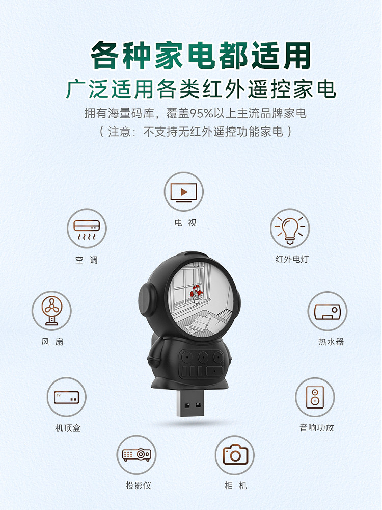 Air Conditioner Universal Remote Control Mobile Phone Infrared Transmitter Set-Top Box Tv Fan Night Light Bluetooth Remote Control