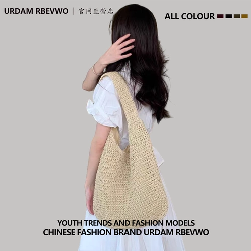 Вместительная и большая пляжная соломенная сумка через плечо на одно плечо