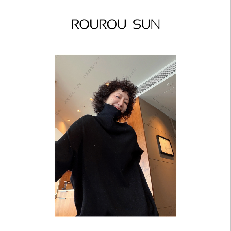 55575 Slimming High-Neck Versatile Shiny Starry Sky Casual Pullover Sweater for Women 55575 Slimming High-Neck Versatile Shiny Starry Sky Casual Pullover Sweater for Women