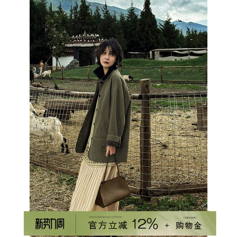 Yololite/'Last Train' Barn-Style Long Green Trench Coat, Vintage Workwear Jacket for Women, Autumn, Petite Size Yololite/'Last Train' Barn-Style Long Green Trench Coat, Vintage Workwear Jacket for Women, Autumn, Petite Size