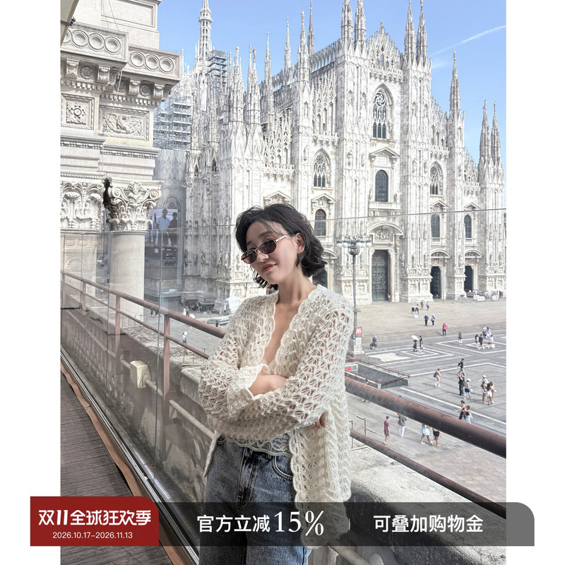 Yololite/'Handmade Magic' 26 Autumn New French Knit Cardigan Top Thin Hollow Sweater for Women Yololite/'Handmade Magic' 26 Autumn New French Knit Cardigan Top Thin Hollow Sweater for Women