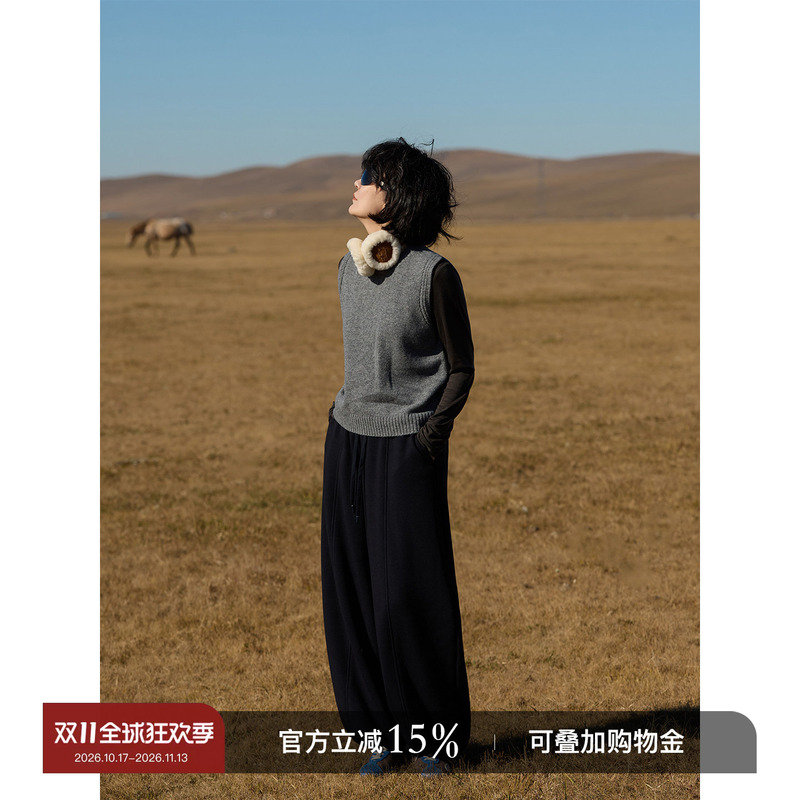 Yololite/'Full Score Pants' 26 Winter New Soft and Fluffy Three-Dimensional Mid-Line Sweatpants with Drawstring Elastic Waist Casual Pants