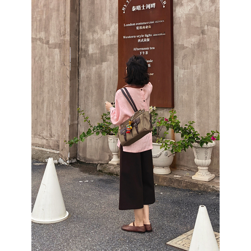 Yololite/'Little Pink Boat' 26 Summer New Casual Style Pink Linen Women's Long Sleeve Top Shirt