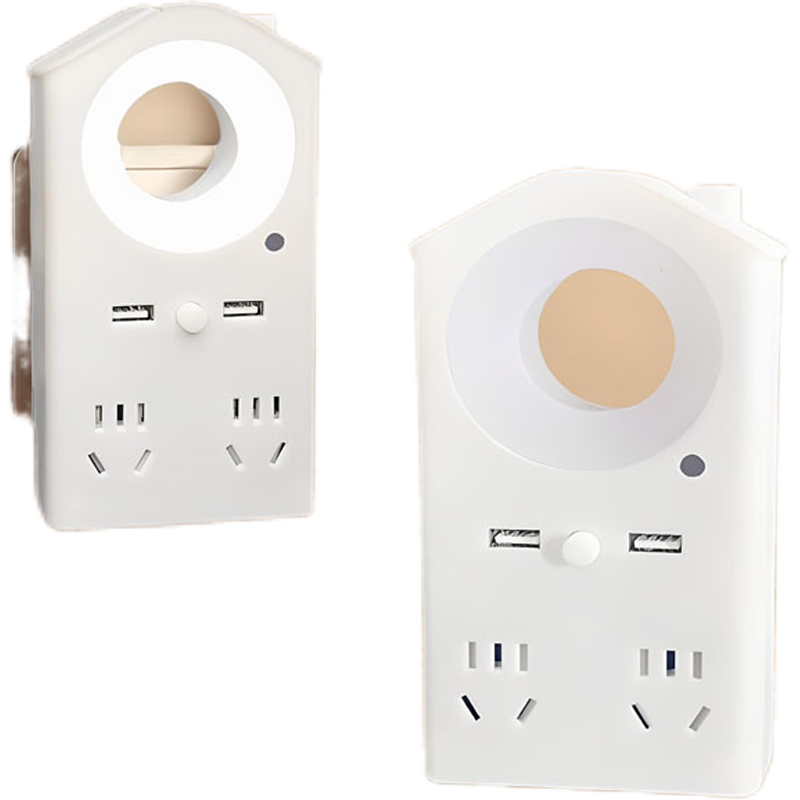 Voice-Activated Night Light, Voice-Controlled Led Light, Multi-Color Light, USB Charging Port, Socket Converter for Dormitory