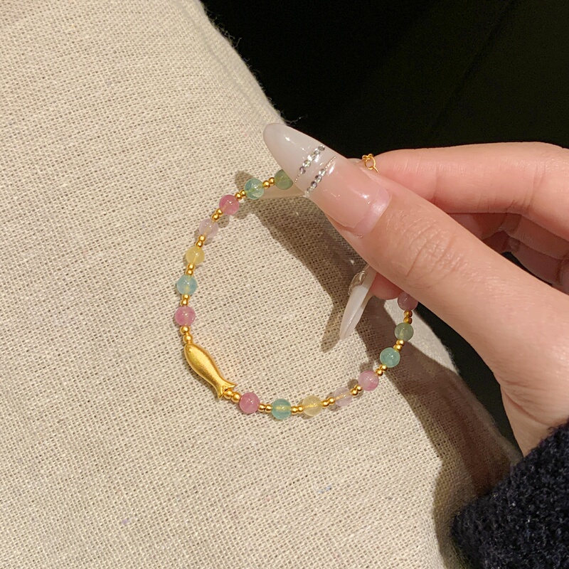 Dopamine Rainbow Little Goldfish Sand Gold Bracelet for Women, Summer Style, Versatile, Brightening, Atmospheric Beaded Bracelet Dopamine Rainbow Little Goldfish Sand Gold Bracelet for Women, Summer Style, Versatile, Brightening, Atmospheric Beaded Bracelet