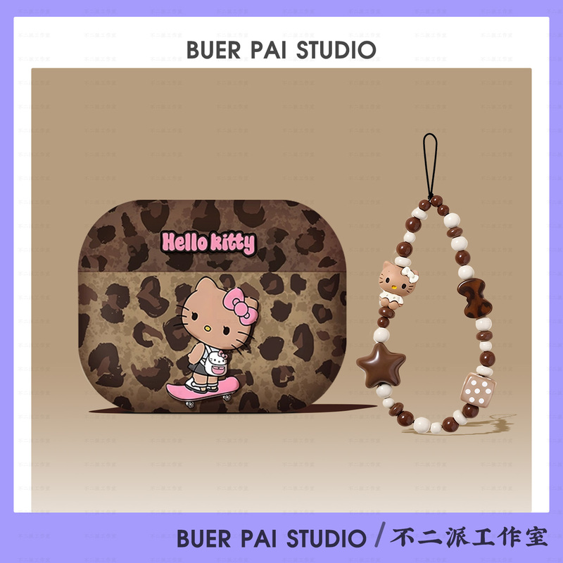 Leopard Print Kt Cat Suitable for AirPods Pro 3 Apple Earphone Protective Case AirPods 4 Protective Shell AirPods Pro 3 Apple Earphone Case Kitty Girly Heart AirPods Pro 2 Cute