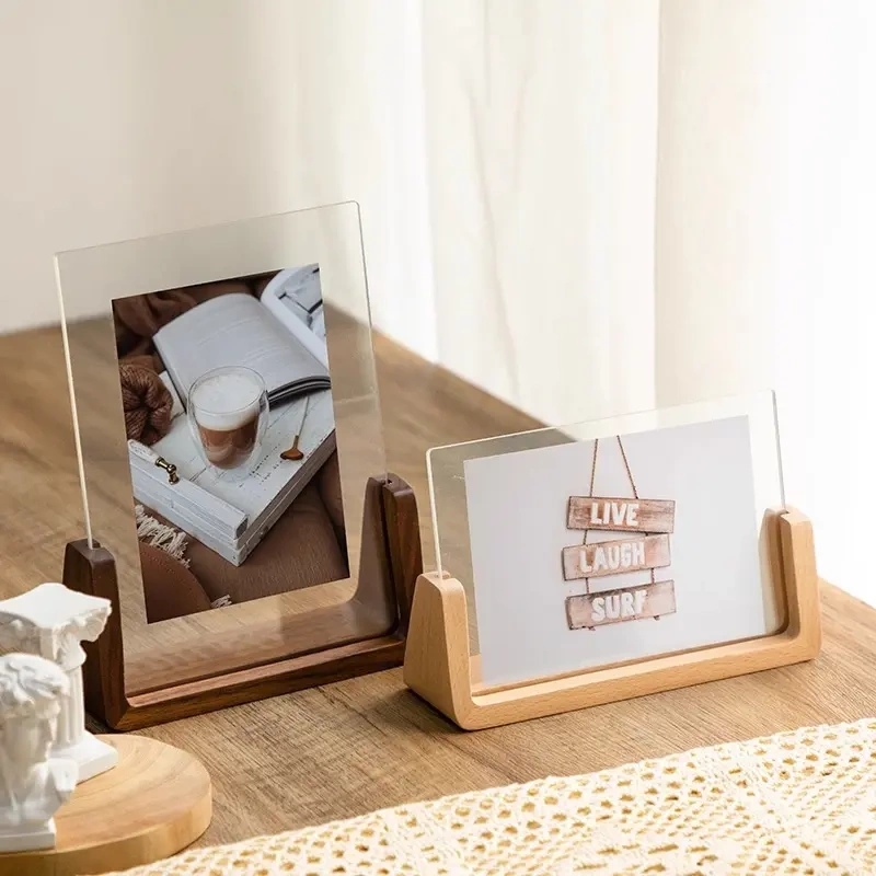 Acrylic Solid Wood Photo Frame Table Display Amazon Creative Gift Decoration Display Stand 78inch U-Shaped Photo Frame