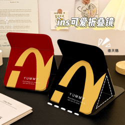 ins Wind Small Mirror Folding Home Use High-Definition Portable Desktop Tabletop Student Makeup Mirror Dormitory Travel Men's