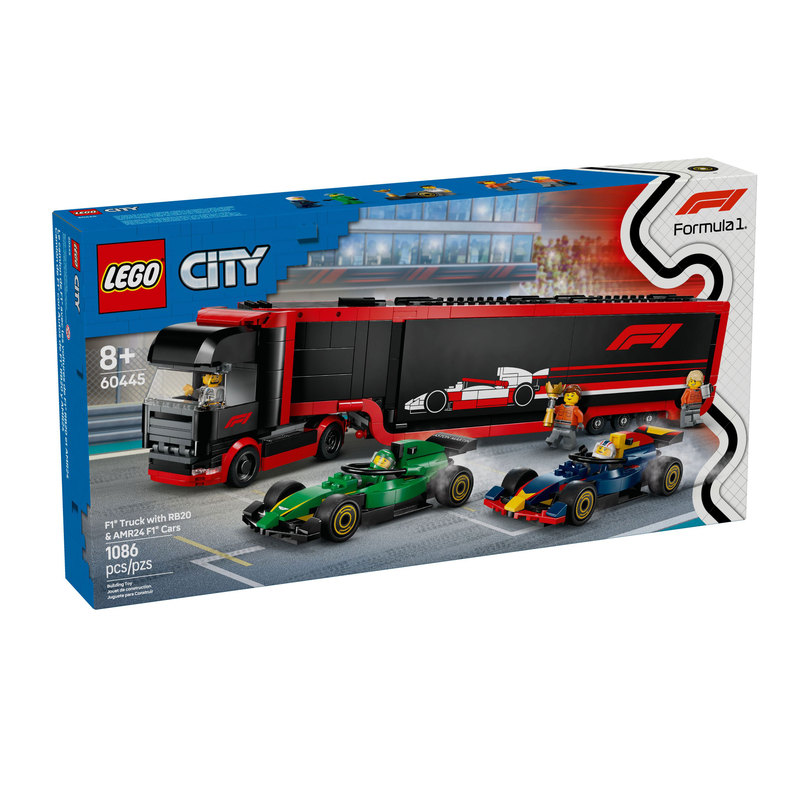Lego 60445 Building Blocks F1 Truck and Red Bull Rb20 and Aston Martin Amr24 F1 Racing Car Building Toys
