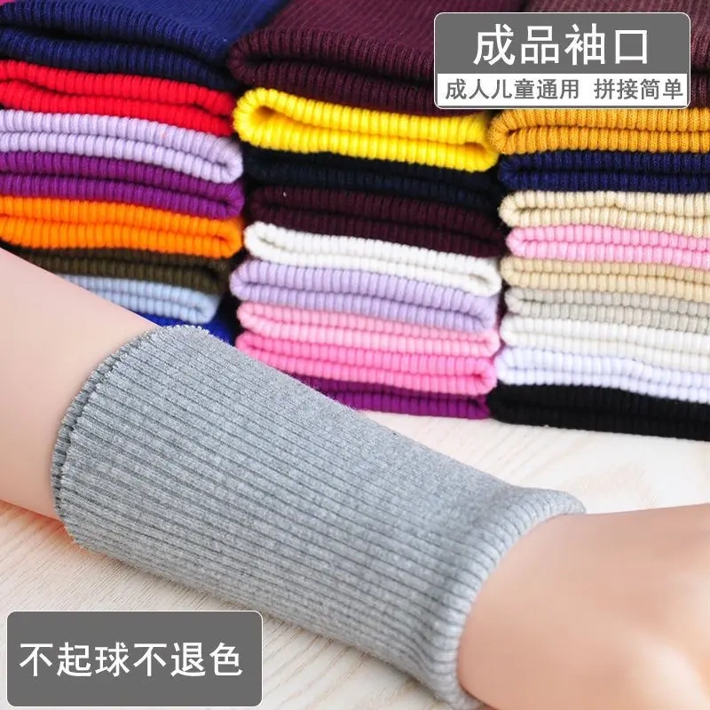Autumn and Winter Warm Fake Cuffs, Double-Layered Thickened Knitted Arm Warmers for Men and Women, Wrist Protectors, Long and Short Spliced Sleeves with Ribbed Texture