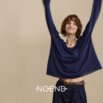 Noend 25aw tencel linen v-neck loose long-sleeved casual slim t-shirt pullover top