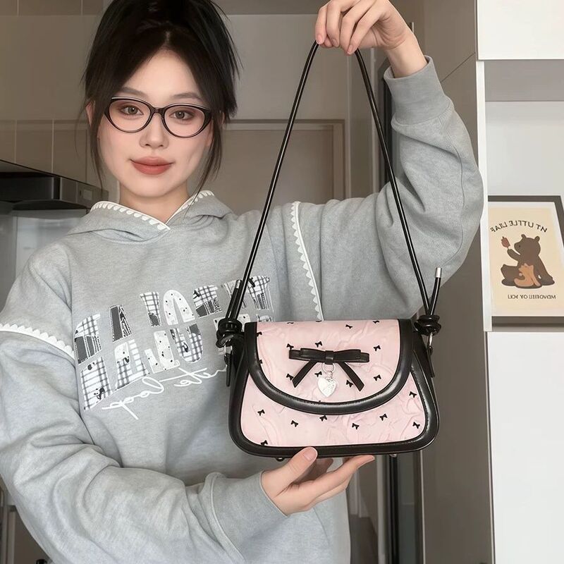 Bags for Women 2025 New Model Pink Bow Single Shoulder Crossbody Small Bag for Women Cute Light Luxury Niche High-End Feel Bags for Women 2025 New Model Pink Bow Single Shoulder Crossbody Small Bag for Women Cute Light Luxury Niche High-End Feel