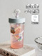Cute Cartoon Desktop Straw Cup for Women, High-Capacity Transparent Water Cup, Simple Summer Portable Cup ins
