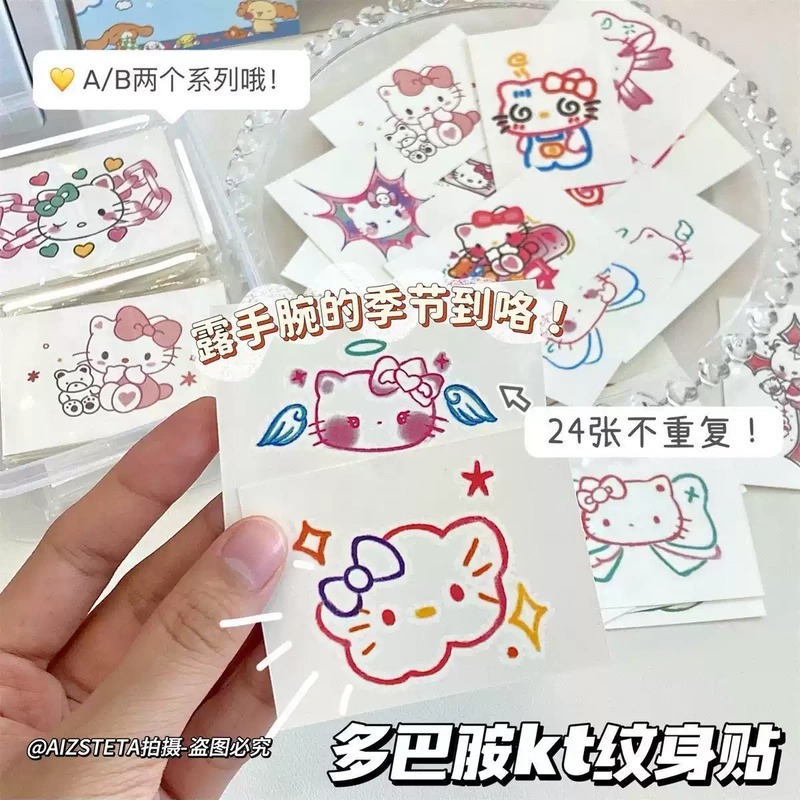Kitty Cheap Tattoo Cartoon Cute Arm Ins Waterproof Sticker Long-Lasting Washable Best Friend Kt Cat Sticker Trendy Kitty Cheap Tattoo Cartoon Cute Arm Ins Waterproof Sticker Long-Lasting Washable Best Friend Kt Cat Sticker Trendy