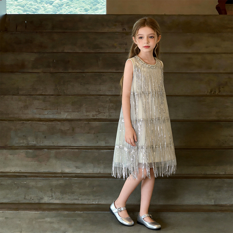 Sequin Girls' Dress 2026 New Style Children's Fashionable Princess Dress Baby Birthday Evening Dress Children's Clothing Spring