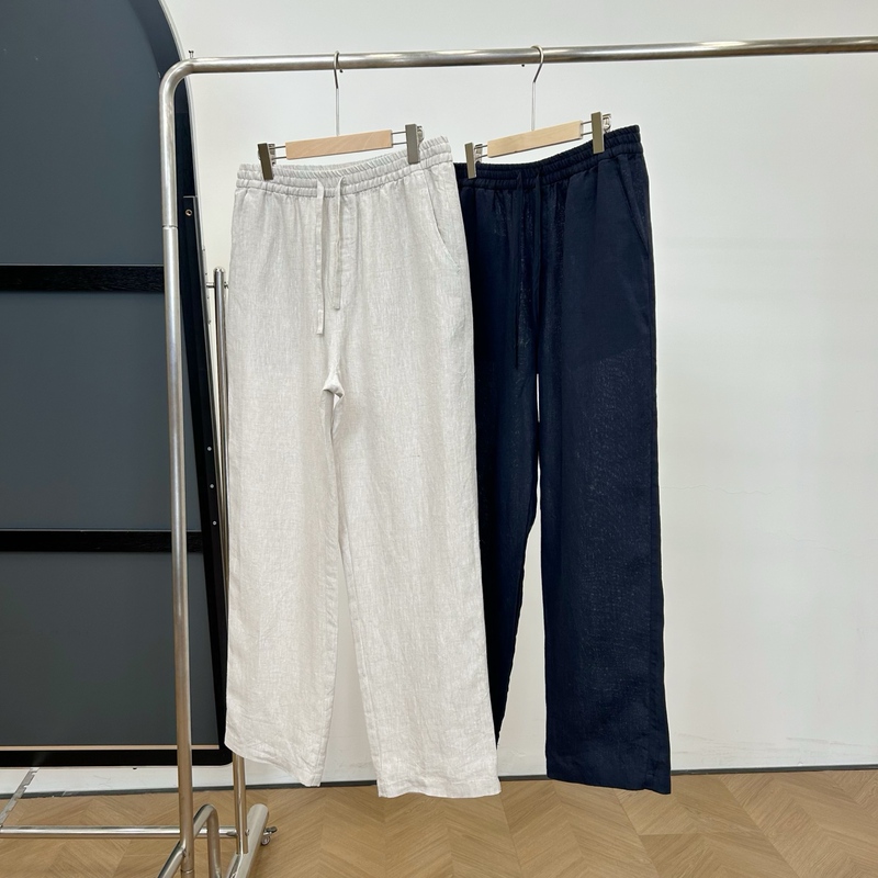 24-Count 100% Ecological Hemp X-2236 Men's Air-Washed Pure Hemp Casual Pants Summer Loose Straight-Leg Trousers