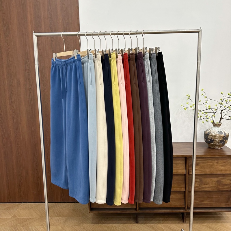【Ruoruomei】X-1447 Candy Color Fleece-Lined Scythe Pants Women's Loose Straight-Leg Thickened Long Pants