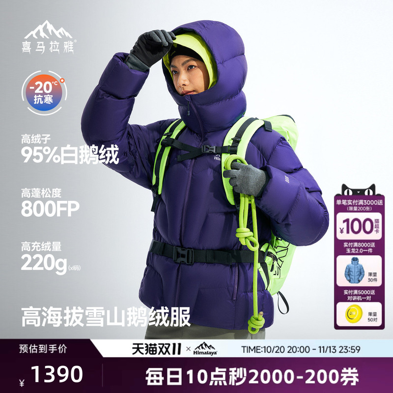 Himalaya Jade Dragon down Jacket 800 Fill Power Water-Repellent Goose down Outdoor Snow Mountain Climbing Warm Windproof Jacket for Men and Women