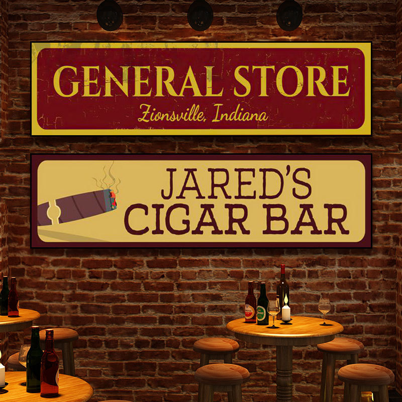 Industrial Wall Art Decoration Painting Cigar Whiskey Cuban Cafe Signboard Bar Retro Hanging Painting Style American Bar
