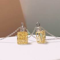 925 silver large yellow diamond color 4 5 carat necklace pendant shaped necklace clavicle chain gift 520 gift