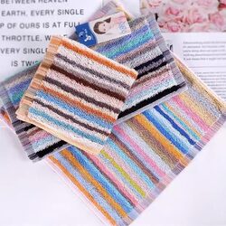 Pure Cotton Small Square Towel, Hand Towel, All-Cotton, Soft and Absorbent, Kitchen Dishwashing Cloth, Striped Small Towel, Lint-Free
