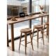 Solid Wood Bar Table for Home Balcony, High-Legged Table by the Window, Light Luxury Narrow Table, Living Room Side Table, High-Legged Table, Milk Tea Shop Table, Bed Frame Pull-Out Table