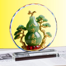 Crystal Gourd for Attracting Wealth and Protecting the Home, Decorative Piece for Entryway, Wine Cabinet, New Home, Housewarming, Opening Ceremony Gift Box Ornament