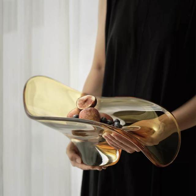 Amber gilded / heavyweight crystal glass fruit tray storage tray creative fruit basket can be mixed